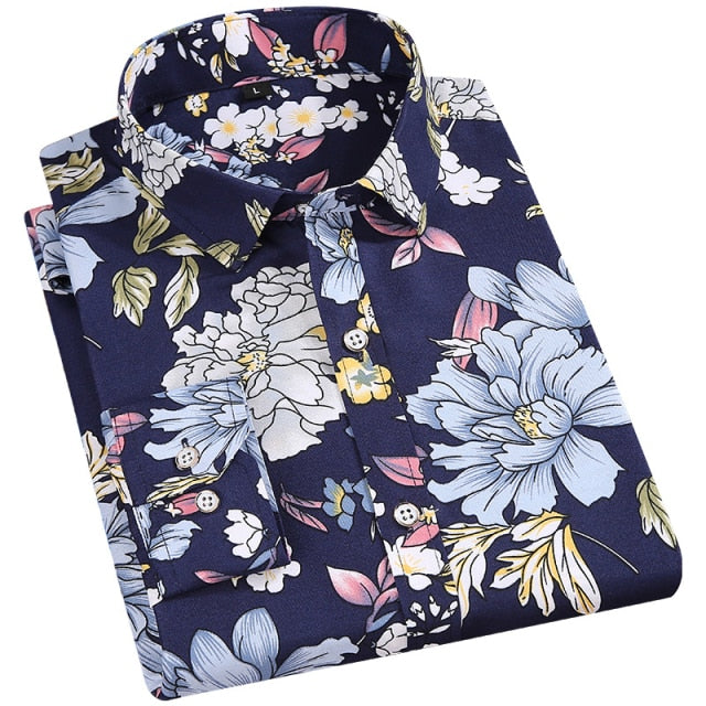 Pánska košeľa s kvetinovou potlačou