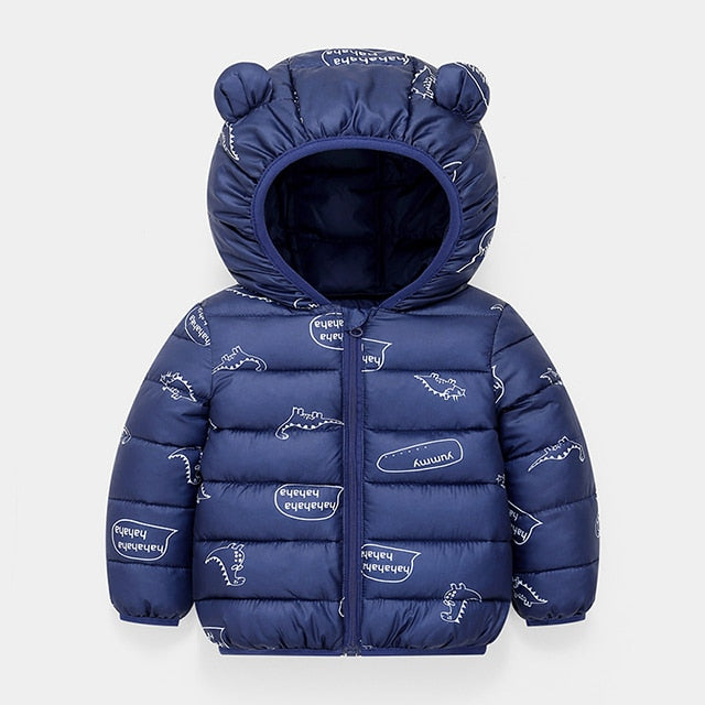 Detská zimná bunda s uškami na kapucni