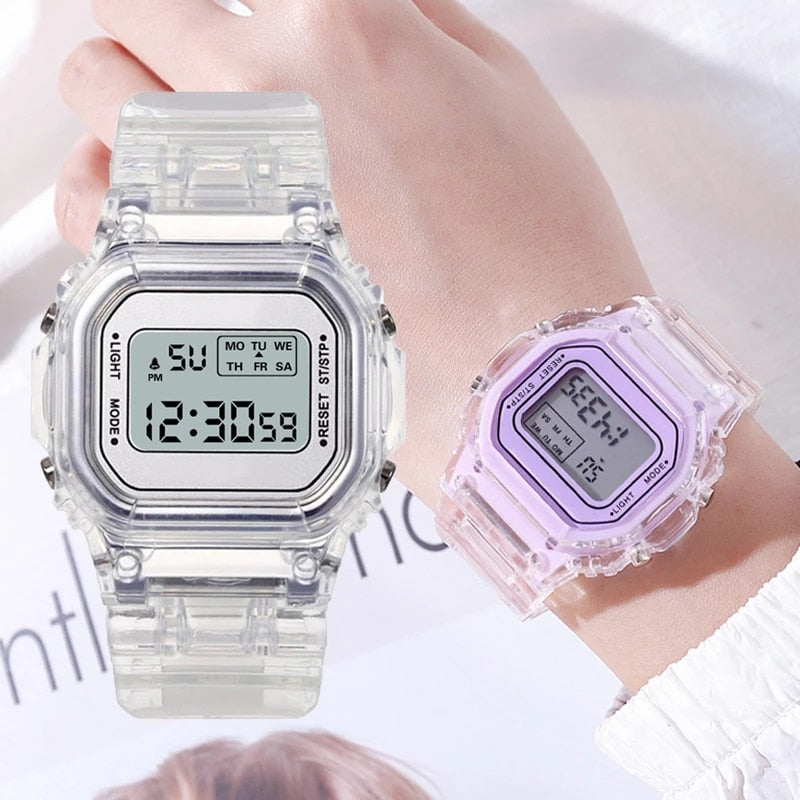 Dámske transparentné digitálne hodinky