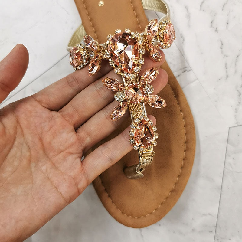 Dámske letné sandále Gladiátor s diamantovou sponou