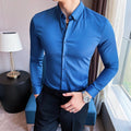 Pánska jednofarebná košeľa s dlhým rukávom v britskom štýle