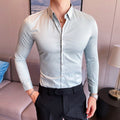 Pánska jednofarebná košeľa s dlhým rukávom v britskom štýle