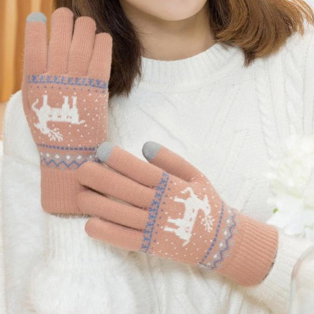 Pletené rukavice so sobíkmi
