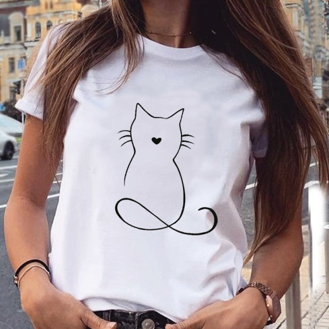 Dámske tričko s mačkou
