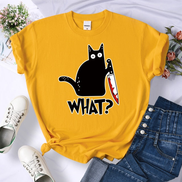 Dámske tričko s čiernou mačkou