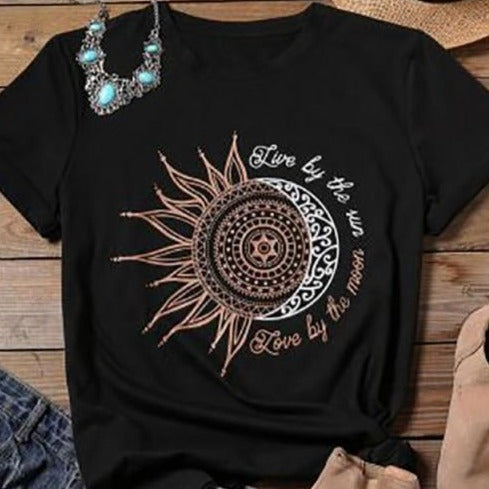 Dámske tričko so slnkom a mesiacom