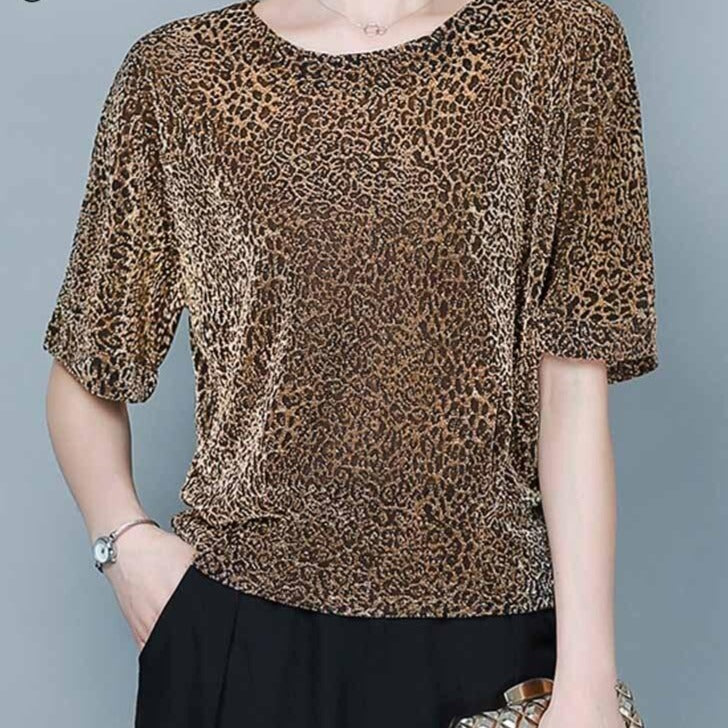 Dámske elegantné tričko s leopardím vzorom
