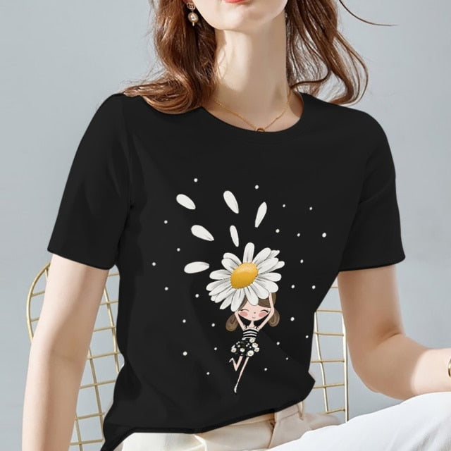 Dámske tričko s potlačou kvetov