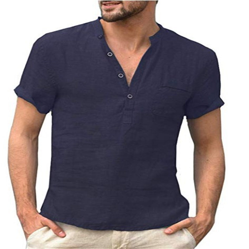 Pánska ľanová priedušná jednofarebná košeľa
