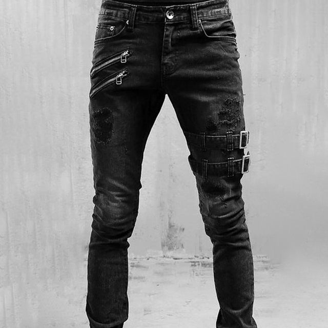 Pánske rovné džínsy s vysokým pásom