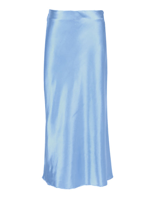 Dámska jednofarebná fialová saténová hodvábna sukňa