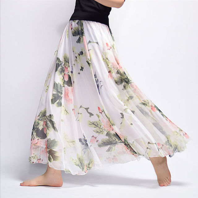 Dámska viacfarebná kvetinová dlhá sukne