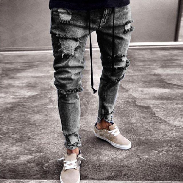 Skinny potrhané pánske džínsy