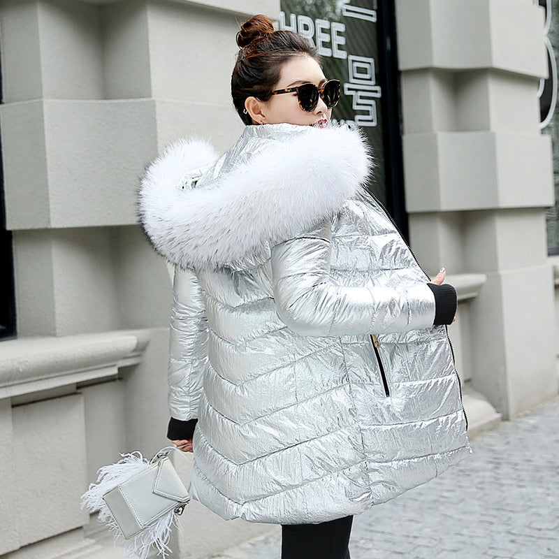 Dámska zimná bunda s veľkou kožušinkou