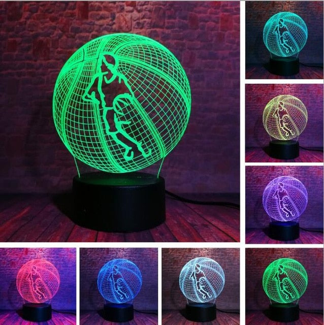 3D stolná lampa v tvare futbalovej lopty