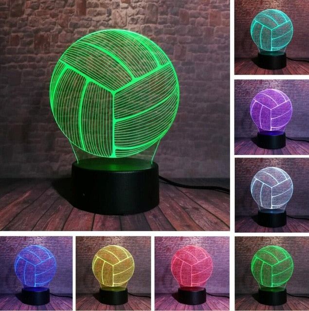 3D stolná lampa v tvare futbalovej lopty